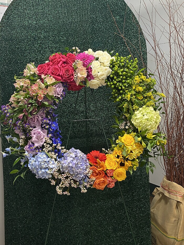 Multi-colored Wreath on easel