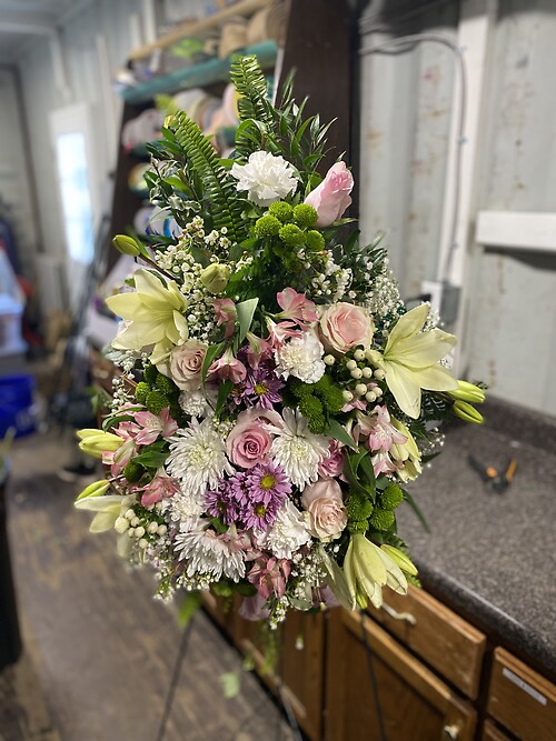 Floral embrace funeral standing spray